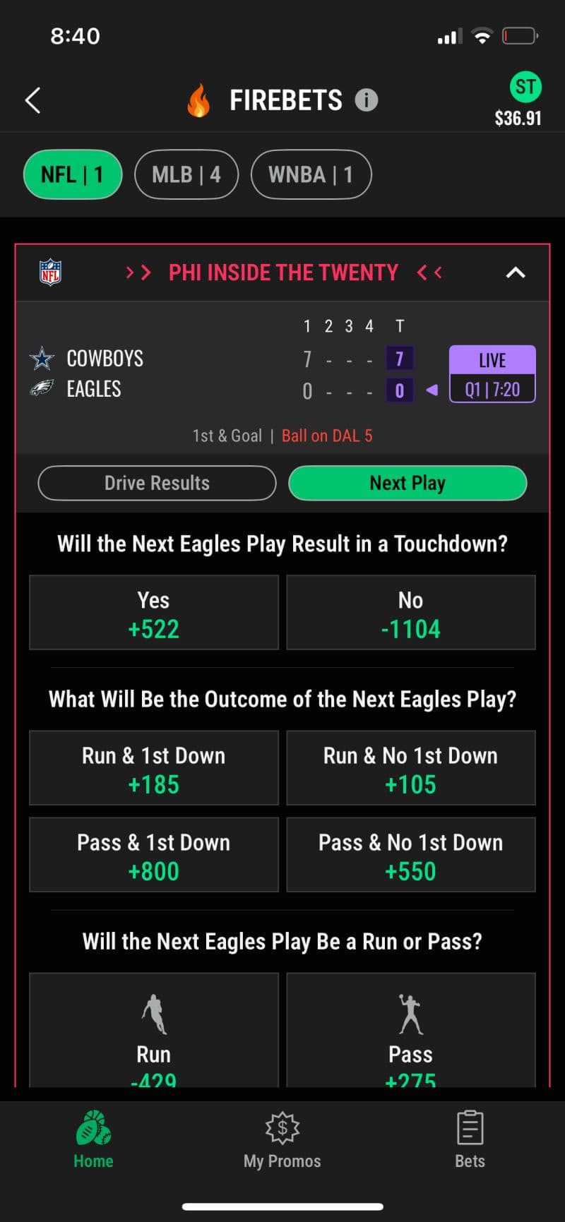 In-play micro-betting markets