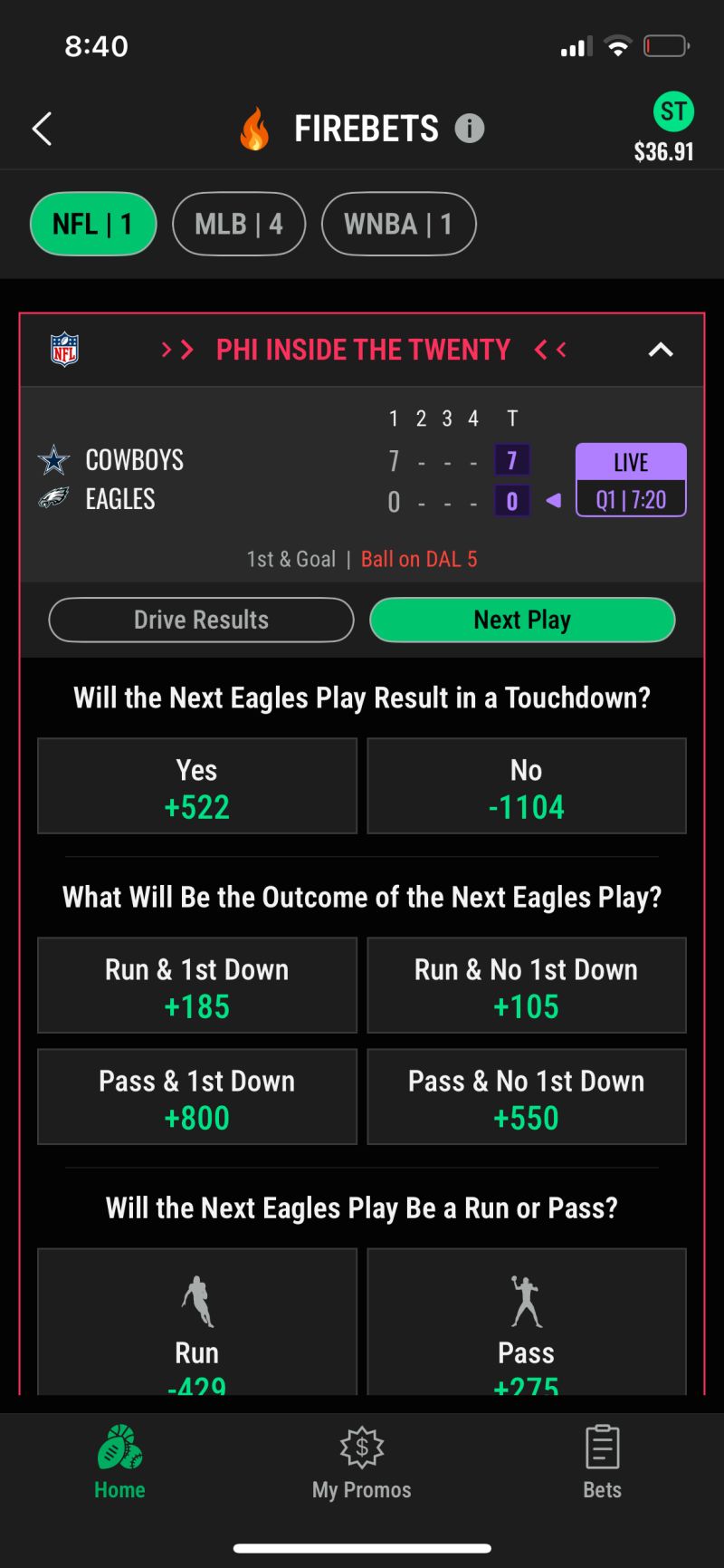 In-play micro-betting markets